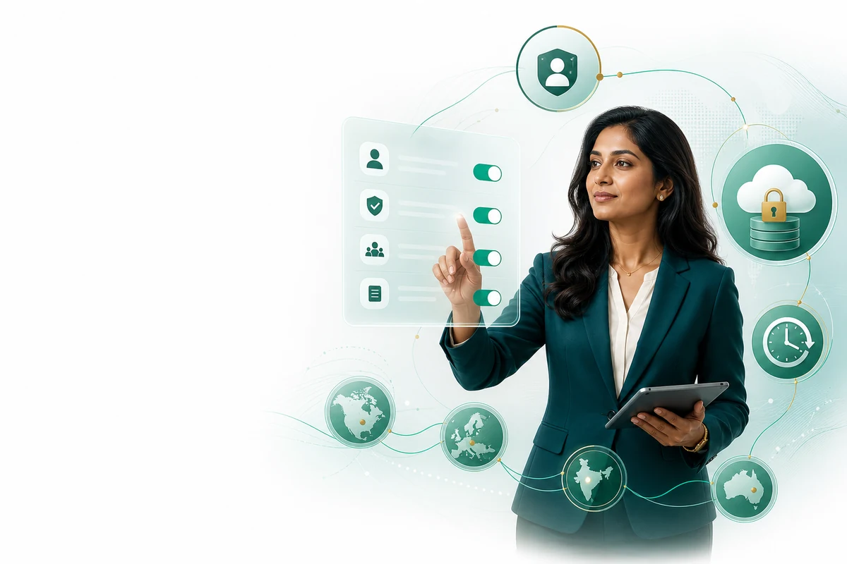 Data protection professional presenting privacy roles, controlled access, retention and regional data handling